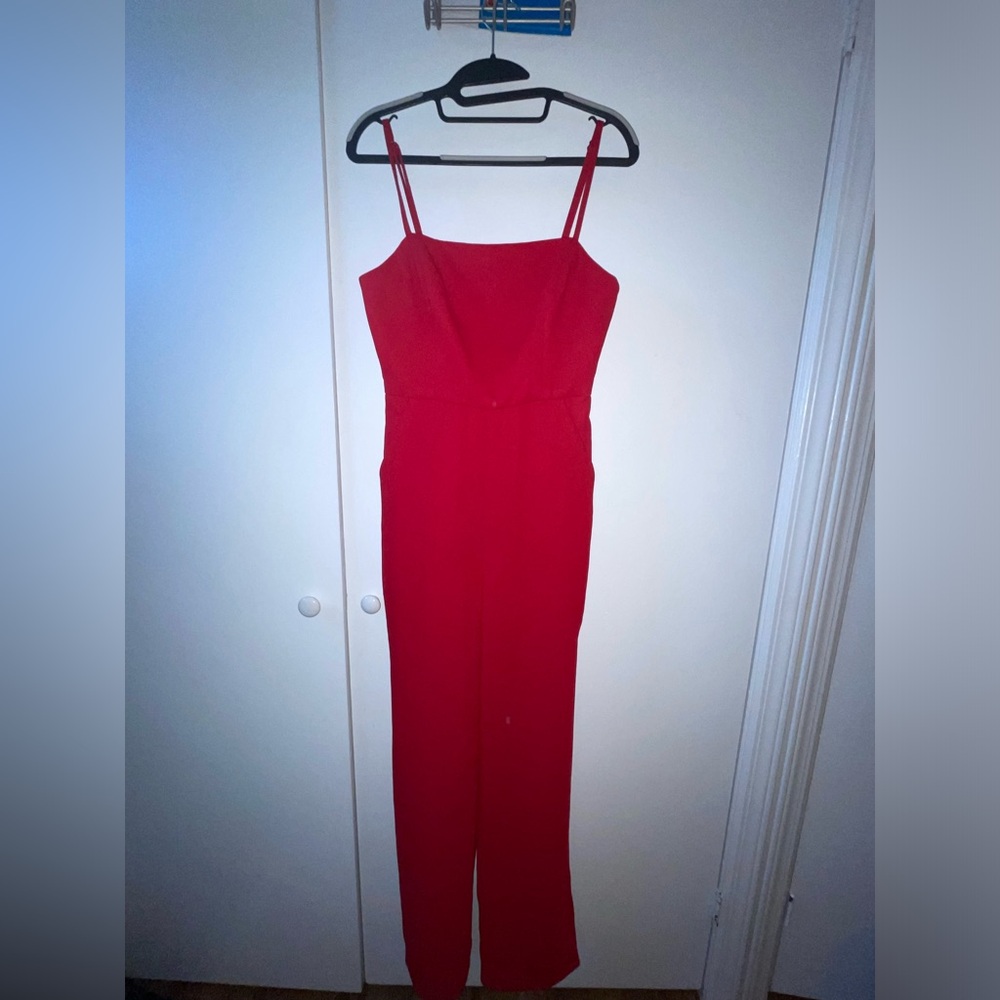 Red Slit Jumpsuit - Picture 4 of 14